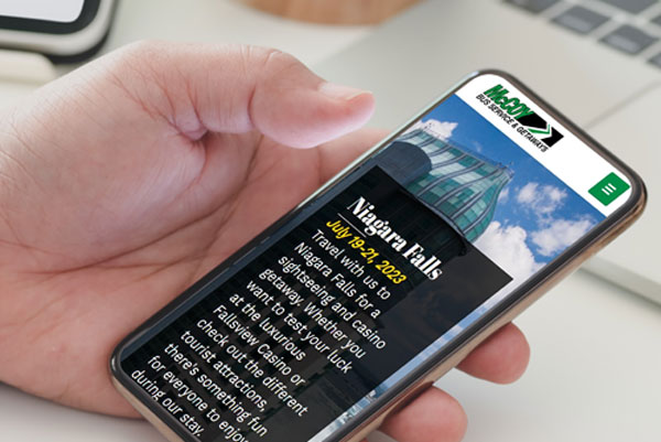 Mobile view of Niagara Falls tour details on McCoy Bus website